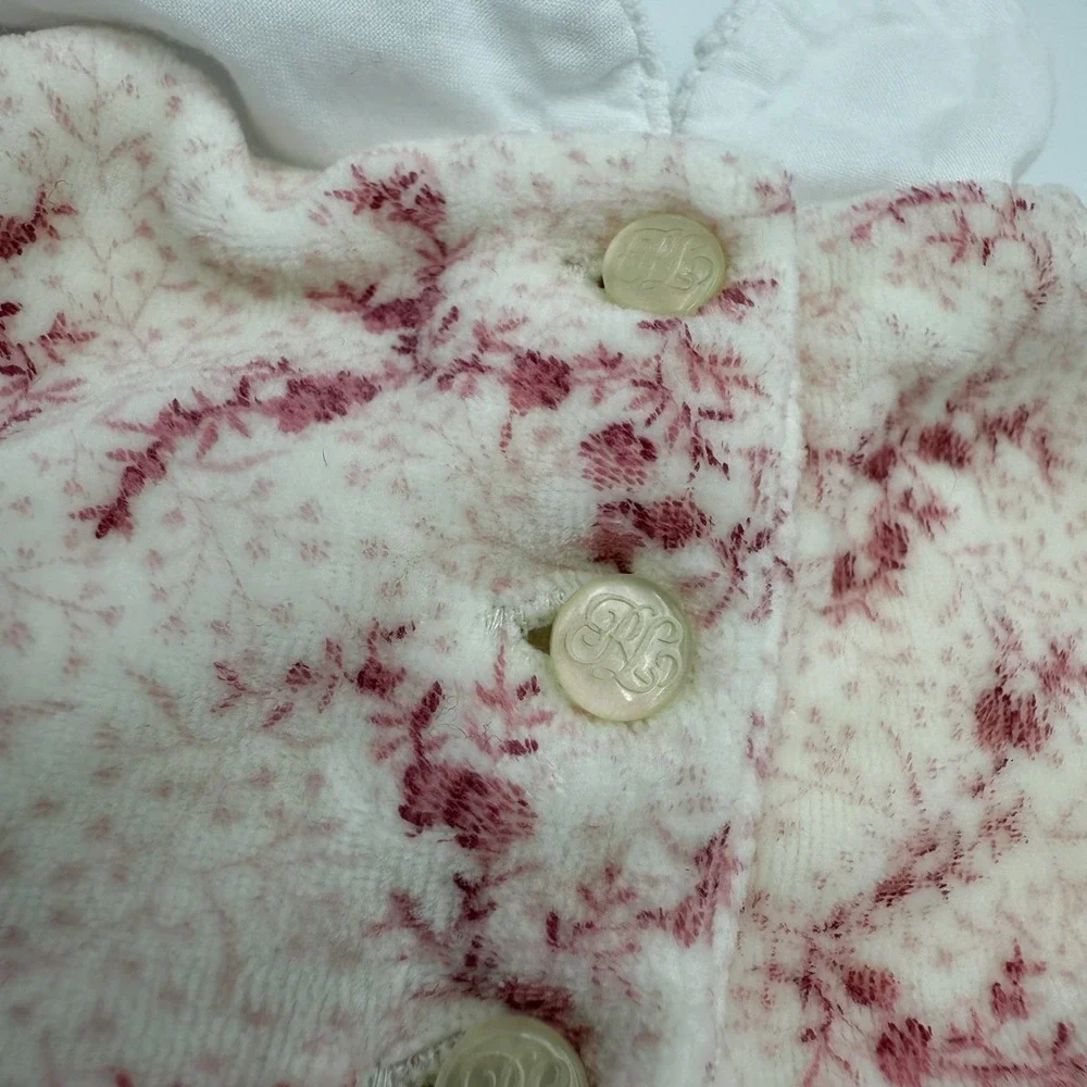 Ralph Lauren 9 Months Baby‎ Girl Pink Velvet Floral Dress Collar Soft 90% Cotton